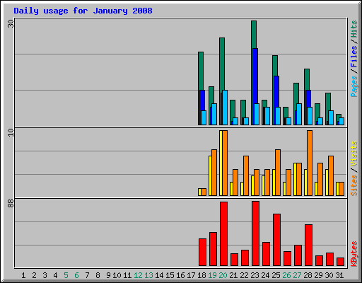 Daily usage for January 2008