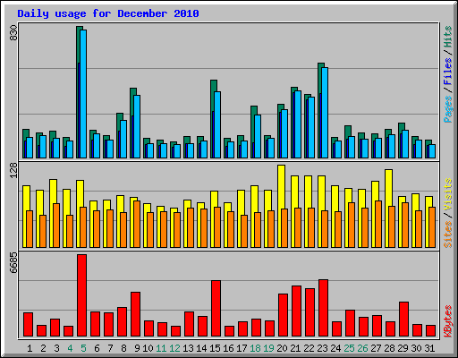 Daily usage for December 2010