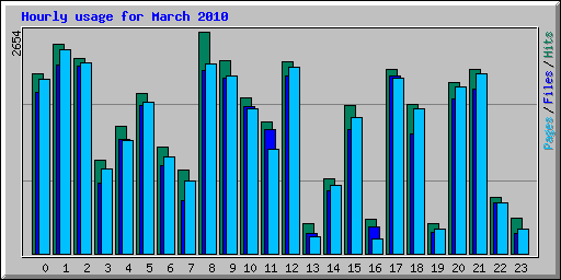 Hourly usage for March 2010