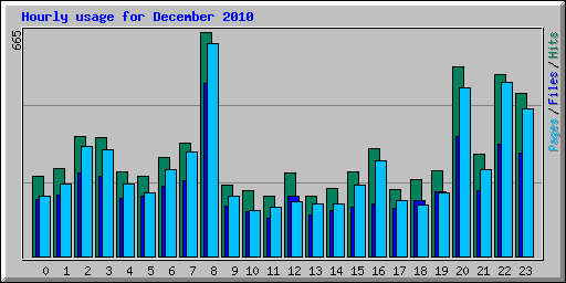 Hourly usage for December 2010